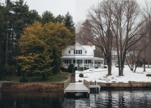 Grand lake winter home view
